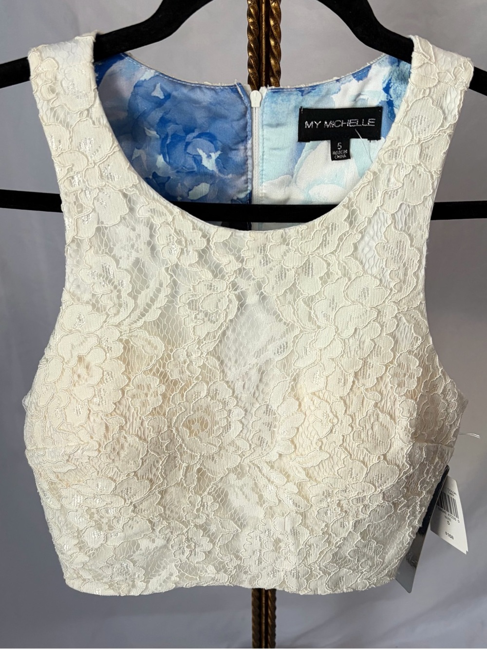 NWT By Michelle Halter Crop Top Back Zip Size 5 Going Out Y2K